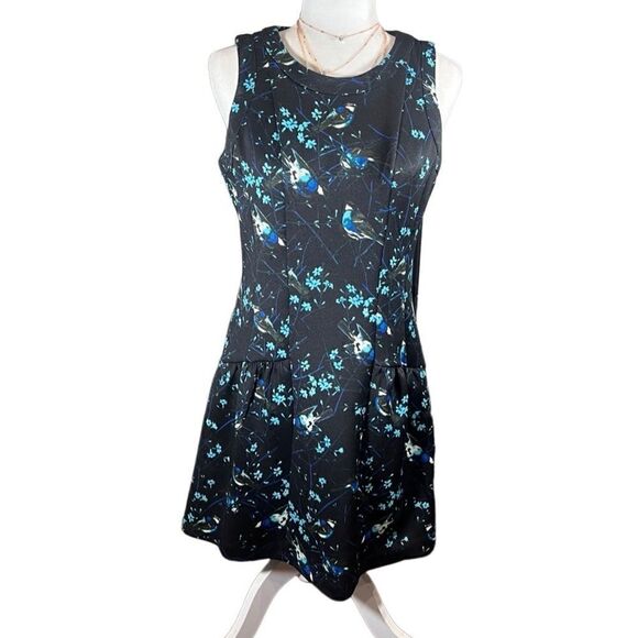 Jessica Simpson black blue bird dress size 6 - Picture 2 of 16